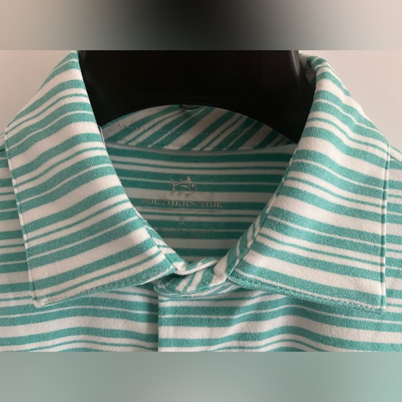 Southern Tide Short Sleeve Soft Knitted Horizontal Stripe Polo Top - Picture 8 of 16